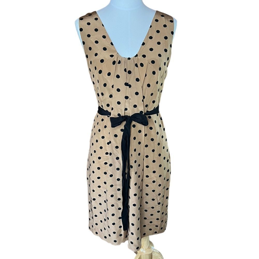 Anthropologie Yoana Baraschi Silk Polka Dot Belted Sleeveless Dress Size 6 - Picture 3 of 9